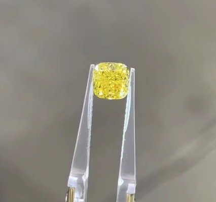 diamant lâche HPHT Diamond Certified Synthetic Diamonds jaune développé par laboratoire de coussin