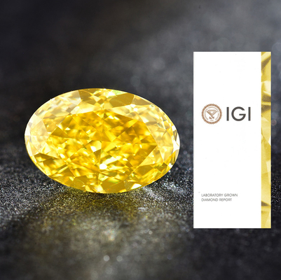 Diamants jaunes créés en laboratoire 1,00ct Jaune vif et élégant VS1 Forme ovale HPHT