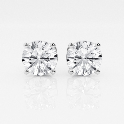 4 griffes Boucles d'oreilles AU750 CVD DEF VS VVS Ronde Diamants synthétiques cultivés en laboratoire Certifié IGI