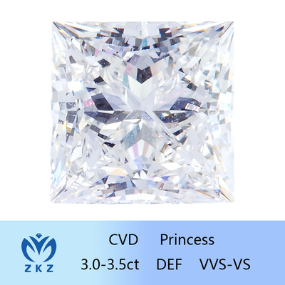 Certification synthétique sans couleur de princesse développée par laboratoire lâche Shape 3ct~3.4ct Diamond With IGI de CVD de diamant