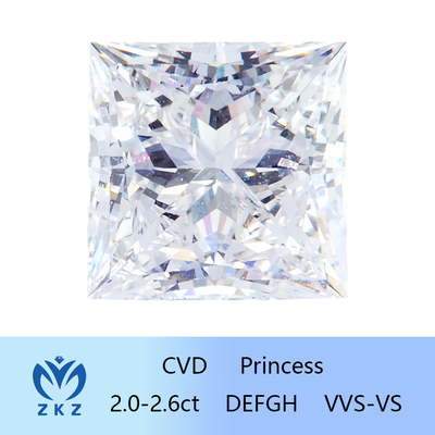 Diamant de laboratoire de coupe de princesse certifié par l'IGI en tant que diamant CVD synthétique 2ct-2.6ct Vente directe d'usine