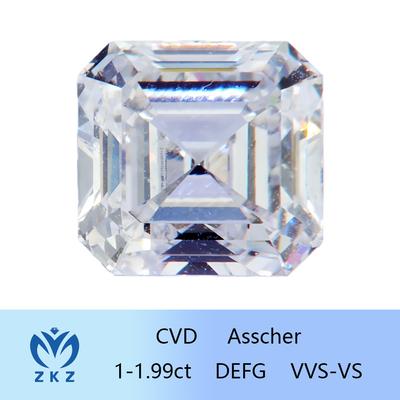 Forme carrée synthétique 1ct Range CVD Asscher Cut Lab Cultivé Diamant incolore