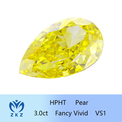 Le laboratoire lâche de HPHT a créé la coupe vive de fantaisie jaune IGI VS1 de poire du diamant 3.0ct