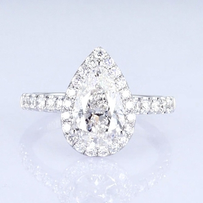 18k poire autour de diamants pleins Femmes anneau blanc laboratoire diamants cultivés anneau belle conception pour les cadeaux pour la fête