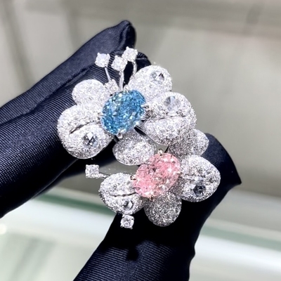 18K Ovale Forme Deux Couleurs Style Bague Laboratoire Cultivé Rose Diamant Bague Luxe Et Le Design Exquis Pour La Fête Pour Le Banquet