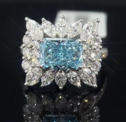 2.20ct Anneau en diamant de laboratoire bleu avec décoration de style pour des occasions spéciales