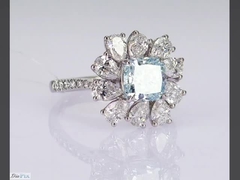 Total 3.284ct CVD Lab Cultivé Couche coupée Synthétique Ciel bleu Diamant Luxe 18K Or blanc