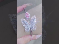 Bracelet en diamant rose ovale en laboratoire en diamants avec collier à oreilles