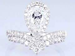 18k forme de poire diamants pleins femmes anneau blanc laboratoire adulte diamant anneau princesse design design de luxe